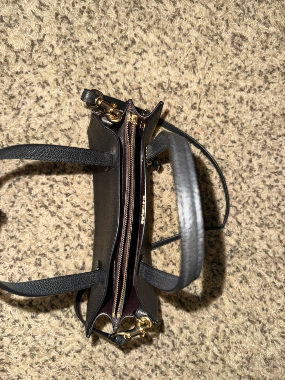 Coach Black Pebbled Leather Satchel with Gold Hardware - Picture 4 of 5